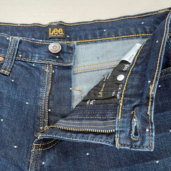 LEE Modern Series Blue Denim Dotted Straight Leg Jeans 4 - Picture 8 of 13